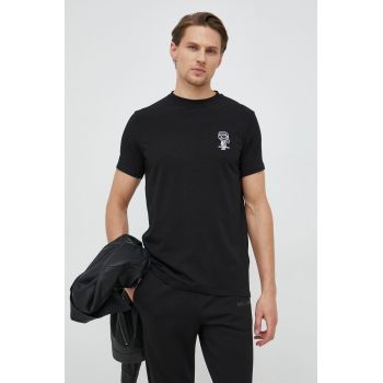 Karl Lagerfeld tricou barbati, culoarea negru, cu imprimeu