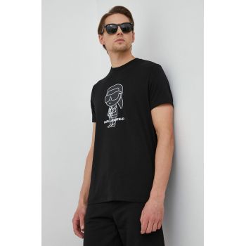 Karl Lagerfeld tricou barbati, culoarea negru, cu imprimeu