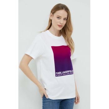 Karl Lagerfeld tricou din bumbac culoarea alb