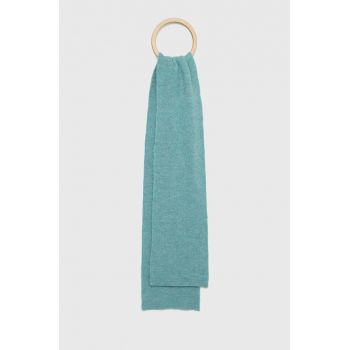 United Colors of Benetton esarfa din lana pentru copii culoarea turcoaz, neted
