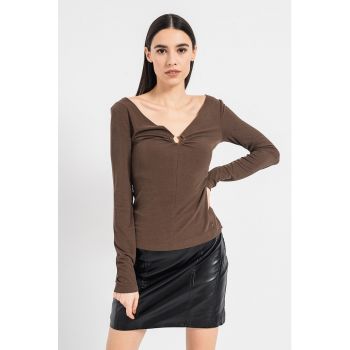 Bluza cu decolteu in V din amestec de modal