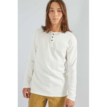 Bluza cu model uni si decolteu henley