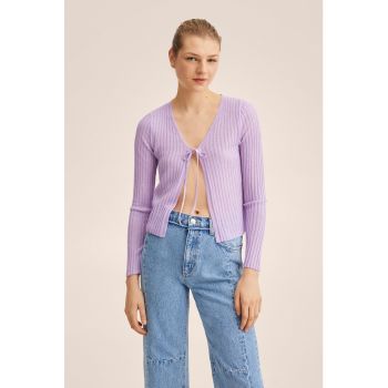 Cardigan cu decolteu in V - aspect striat si inchidere cu funda Gala