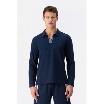 Bluza din amestec de bumbac cu fenta scurta cu fermoar