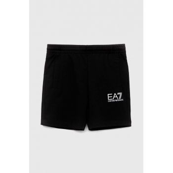 EA7 Emporio Armani pantaloni scurți din bumbac pentru copii culoarea negru