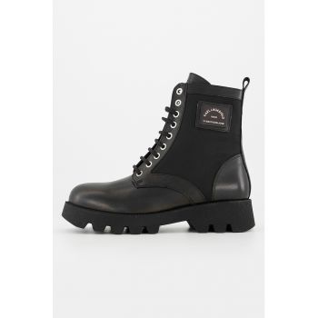Ghete biker de piele cu insertii textile
