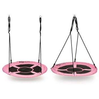 Leagan pentru copii Ecotoys rotund tip cuib de barza suspendat 110 cm MIR6001 roz