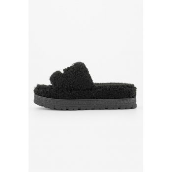 Papuci flatform din material teddy