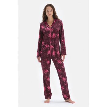 Pijama lunga din amestec de bumbac