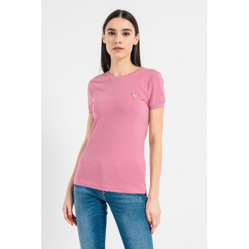 Tricou slim fit cu decolteu la baza gatului