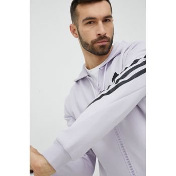 Adidas bluza barbati, culoarea violet, cu glugă, cu imprimeu