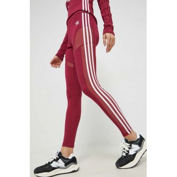 adidas Originals colanti femei, culoarea bordo, cu imprimeu