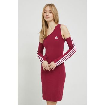 Adidas Originals rochie culoarea bordo, mini, mulata ieftina