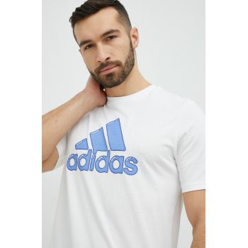 Adidas tricou din bumbac culoarea alb, cu imprimeu