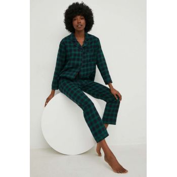 Answear Lab pijamale de bumbac culoarea verde, bumbac