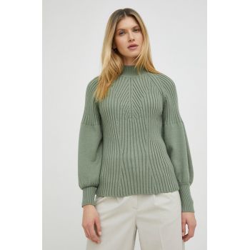 Bruuns Bazaar pulover femei, culoarea verde, cu turtleneck de firma original