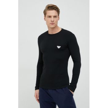 Emporio Armani Underwear longsleeve barbati, culoarea negru, neted