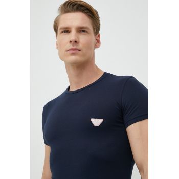 Emporio Armani Underwear tricou barbati, culoarea albastru marin, neted