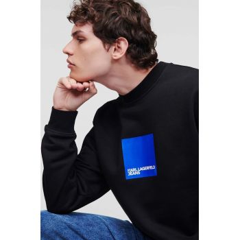 Karl Lagerfeld Jeans bluza barbati, culoarea negru, cu imprimeu