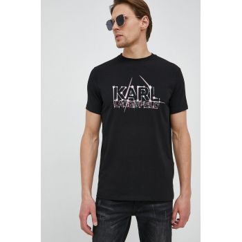 Karl Lagerfeld tricou barbati, culoarea negru, cu imprimeu