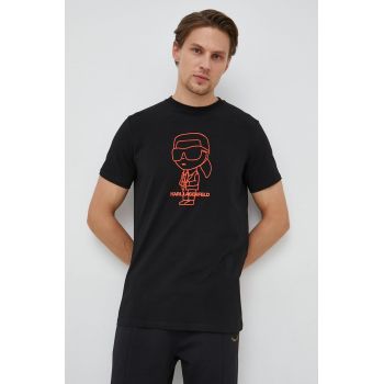 Karl Lagerfeld tricou barbati, culoarea negru, cu imprimeu