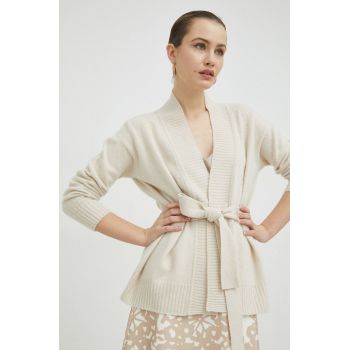 Max Mara Leisure cardigan din lana femei, culoarea bej
