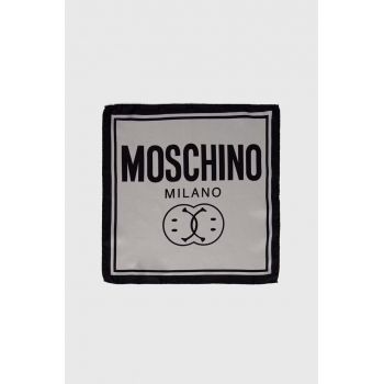 Moschino batistă de buzunar de mătase x Smiley culoarea gri