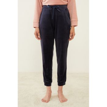 Pantaloni de pijama catifelati cu buzunare oblice