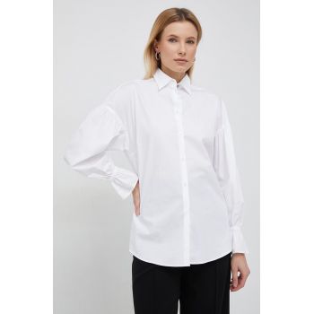 PS Paul Smith camasa femei, culoarea alb, cu guler clasic, relaxed de firma originala