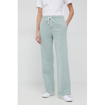 PS Paul Smith pantaloni de trening din bumbac femei, culoarea verde, neted de firma original