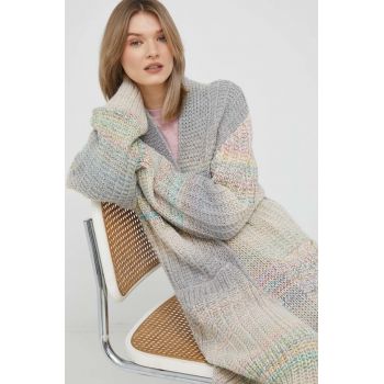 United Colors of Benetton cardigan din amestec de lana femei, culoarea gri, călduros
