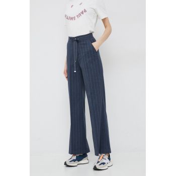 United Colors of Benetton pantaloni femei, culoarea albastru marin, drept, high waist