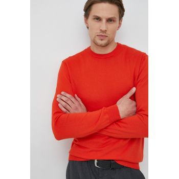 United Colors of Benetton pulover de bumbac barbati, culoarea portocaliu, light