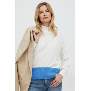 United Colors of Benetton pulover femei, culoarea bej, cu turtleneck de firma original