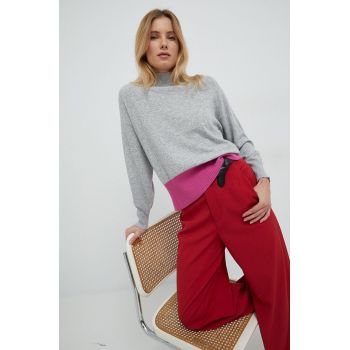 United Colors of Benetton pulover femei, culoarea gri, light, cu turtleneck