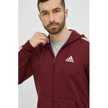 Adidas bluza barbati, culoarea bordo, cu glugă, neted