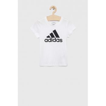 Adidas tricou de bumbac pentru copii G BL culoarea alb