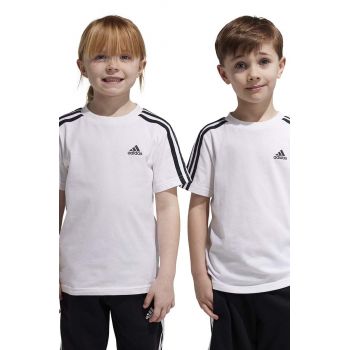 Adidas tricou de bumbac pentru copii LK 3S CO culoarea alb, modelator