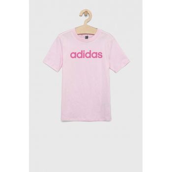 Adidas tricou de bumbac pentru copii LK LIN CO culoarea roz