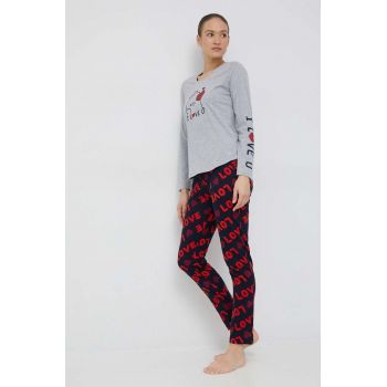 Answear Lab pijama femei, culoarea albastru marin