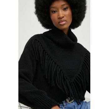 Answear Lab pulover femei, culoarea negru, călduros, cu guler ieftin