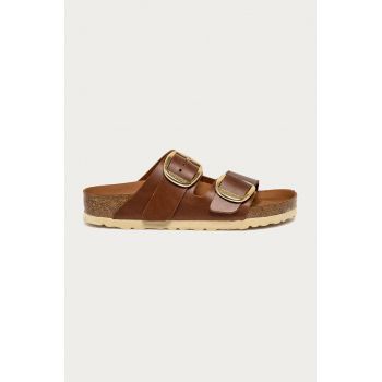 Birkenstock slapi de piele Arizona Big Buckle femei, culoarea maro, 1011072