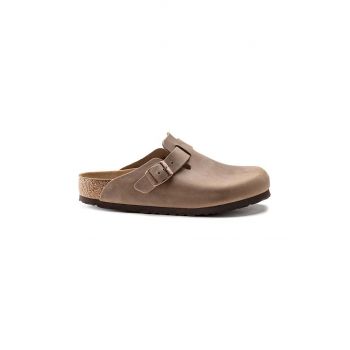 Birkenstock papuci din piele Boston femei, culoarea maro 960813-oil.tab.br
