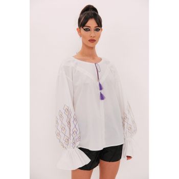 Bluza de bumbac cu maneci bufante