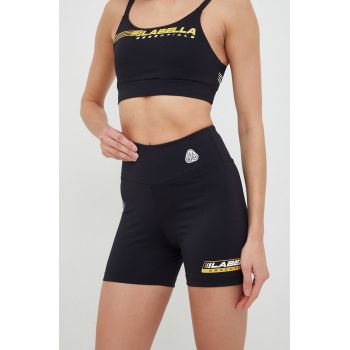 LaBellaMafia pantaloni scurți de antrenament Essentials femei, culoarea negru, cu imprimeu, high waist