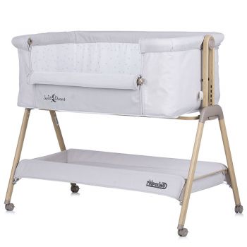 Patut Co-Sleeper Chipolino Sweet Dreams grey stars wood la reducere