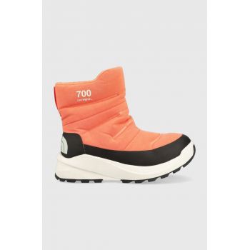 The North Face cizme de iarna WOMEN S NUPTSE II BOOTIE WP femei, culoarea portocaliu