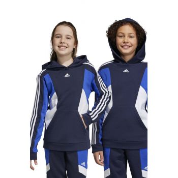 Adidas bluza copii U 3S CB HOODIE culoarea albastru marin, cu glugă, modelator ieftina