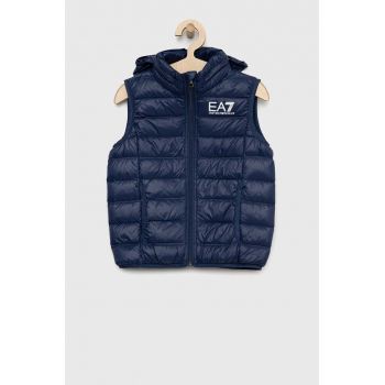 EA7 Emporio Armani vesta de puf pentru copii culoarea albastru marin de firma originala