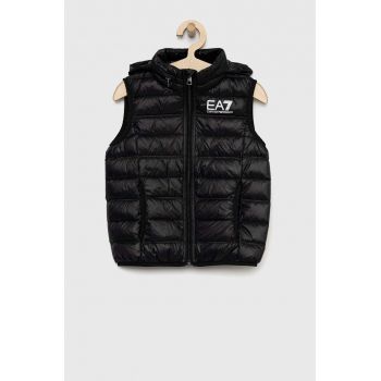 EA7 Emporio Armani vesta de puf pentru copii culoarea negru de firma originala